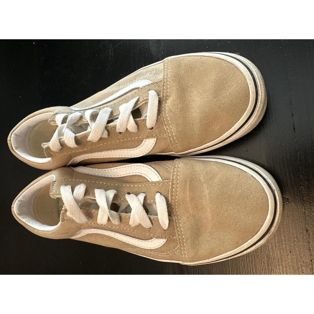 Vans Old Skool Tan Beige Suede Canvas Low Top Skate Shoes Size 4.5 Men / 6 Women
